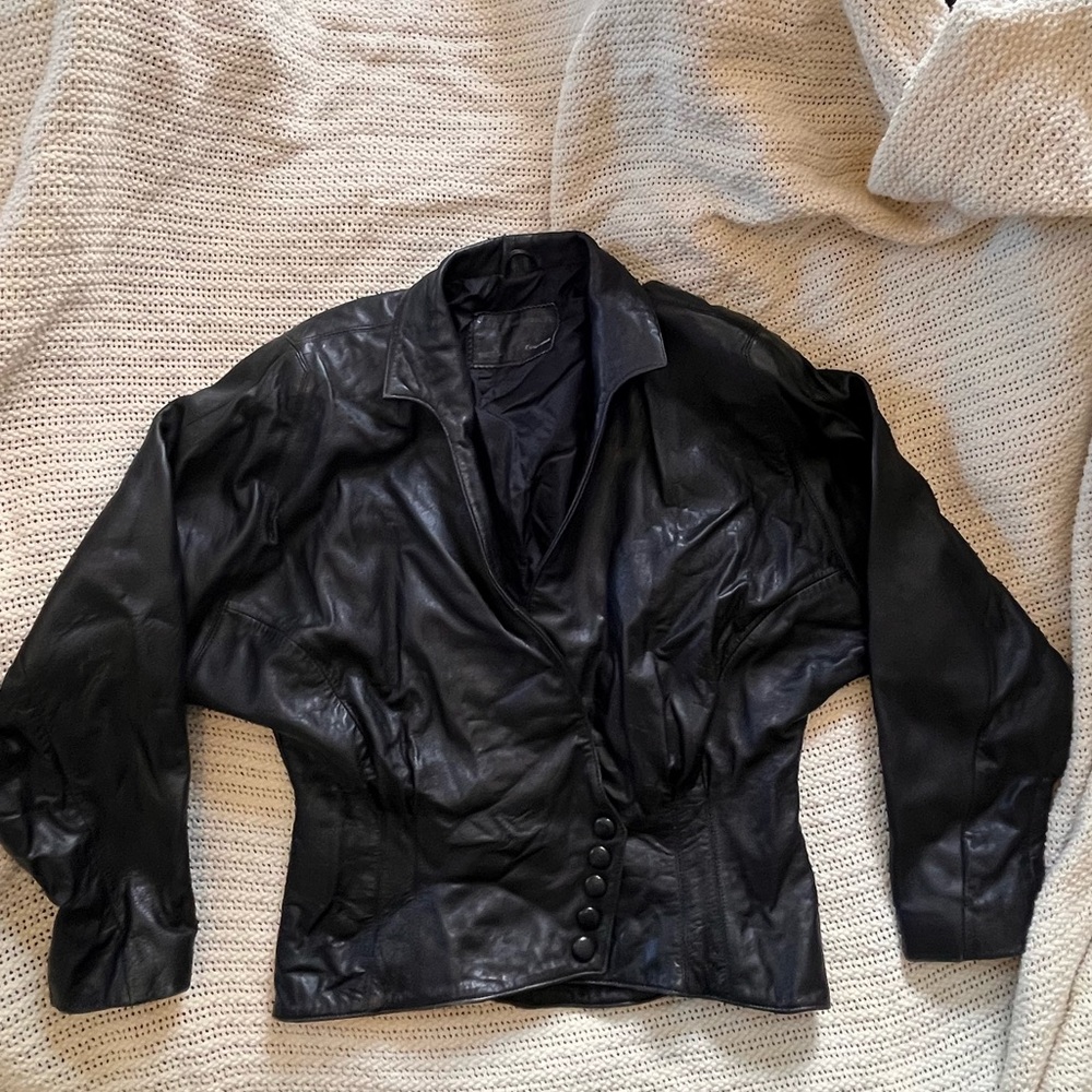 80s cinched cropped leather jacket